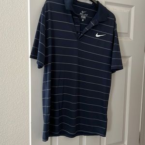 Mens Nike blue & white striped polo shirt